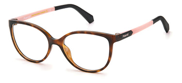 Youth Girls Polaroid Eyeglasses: PLD D825 - Havana Pink SpecSMART Eye Clinic (Diagonal View)